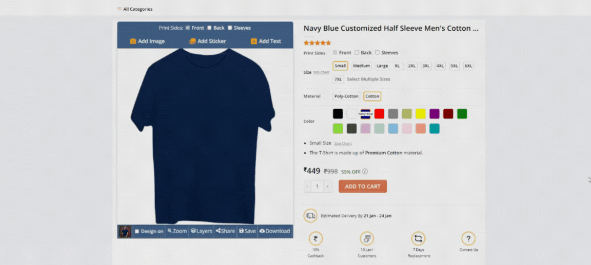 Example of efficient data processing on an eCommerce website