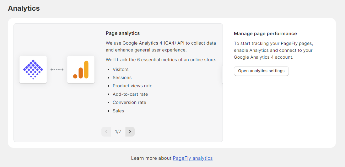 PageFly analytics